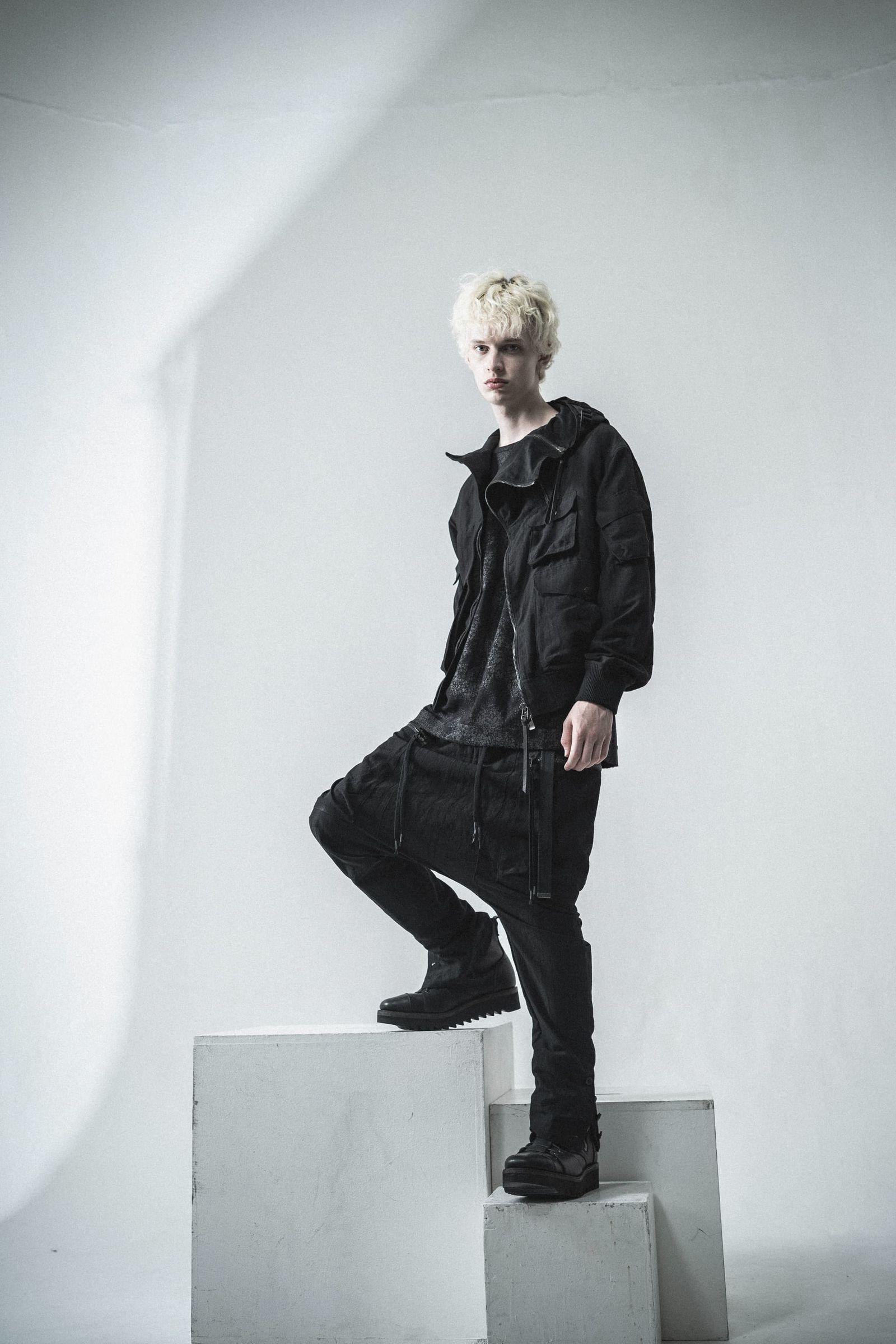 《2027SS先行予約分》Scar Stripe Jacquard Hooded Blouson"Black" / スカーストライプジャガードフードブルゾン"ブラック"