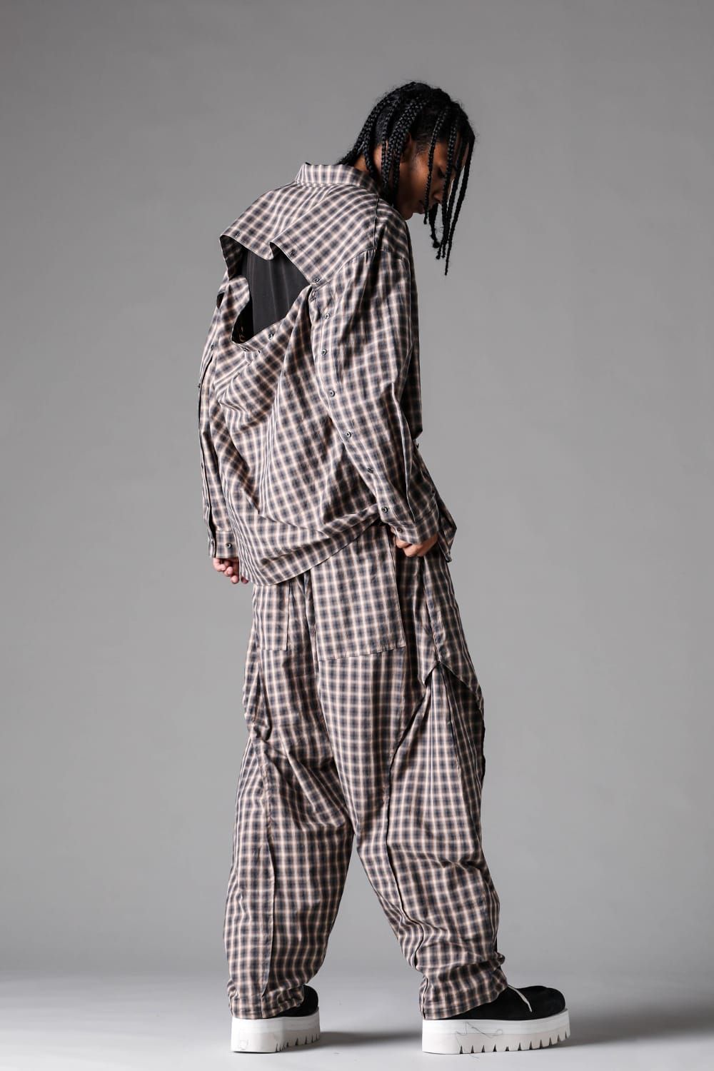 《2027SS先行予約》Plaid Side Tuck Tapared Pants"Black Plaid / Brown Plaid" / プレイドサイドタックテーパードパンツ"ブラックプレイド / ブラウンプレイド"