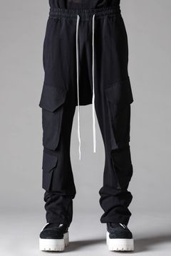 《2027SS先行予約》Lightweight French Terry Sarrouel Flare Cargo Pants"Black" / ミニ裏毛サルエルフレアカーゴパンツ"ブラック"