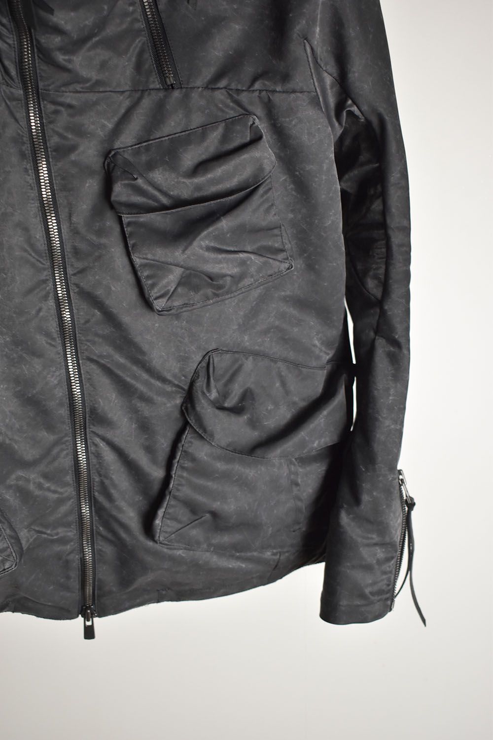 Pigment Coated Washer Nylon Hooded Jacket"Black" / 顔料コーティングワッシャーナイロンフーデットジャケット"ブラック"