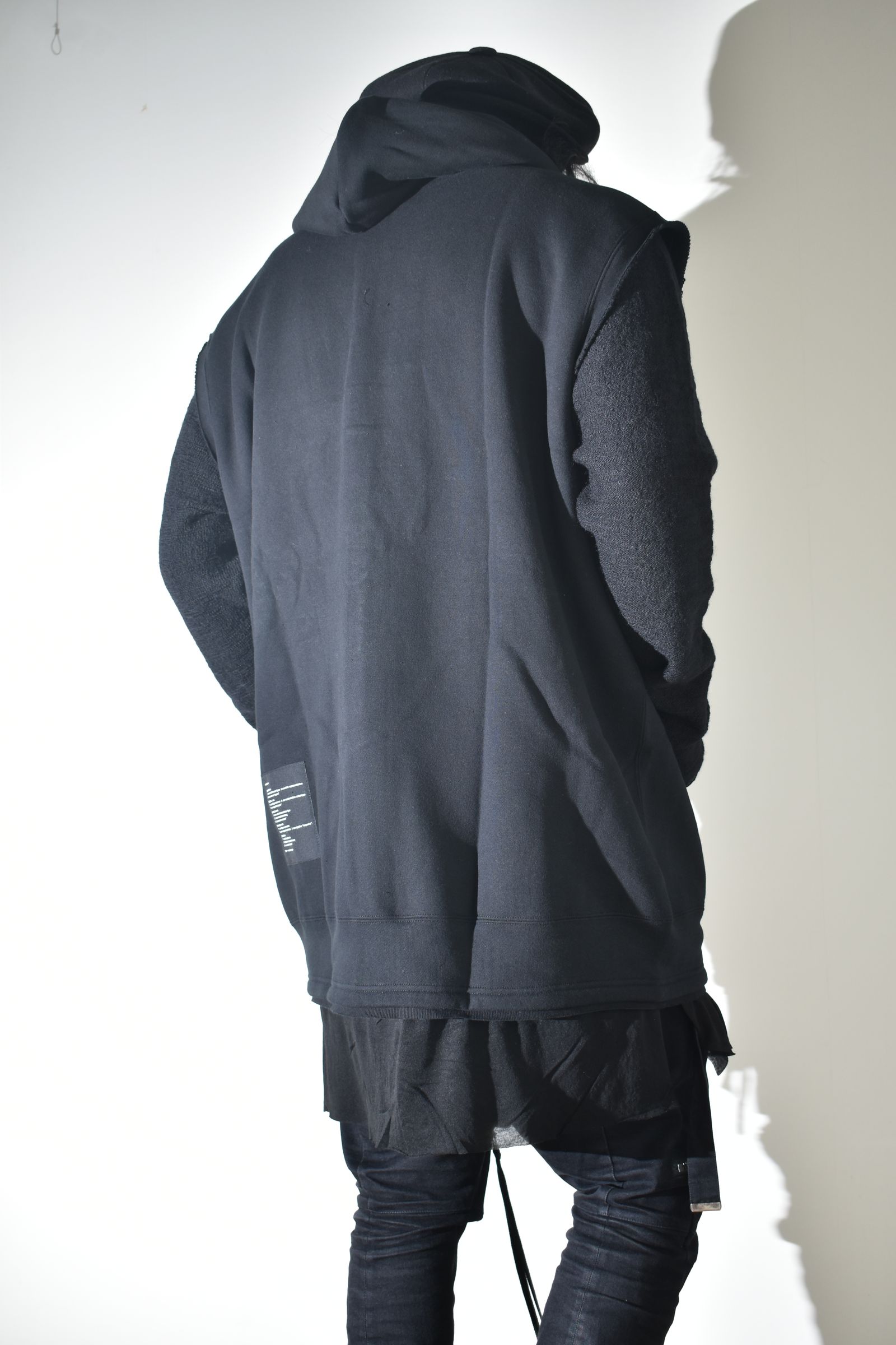Over Size Sleeve Less Zip Up Parker"Black" / オーバーサイズスリーブレスジップアップパーカー"ブラック"