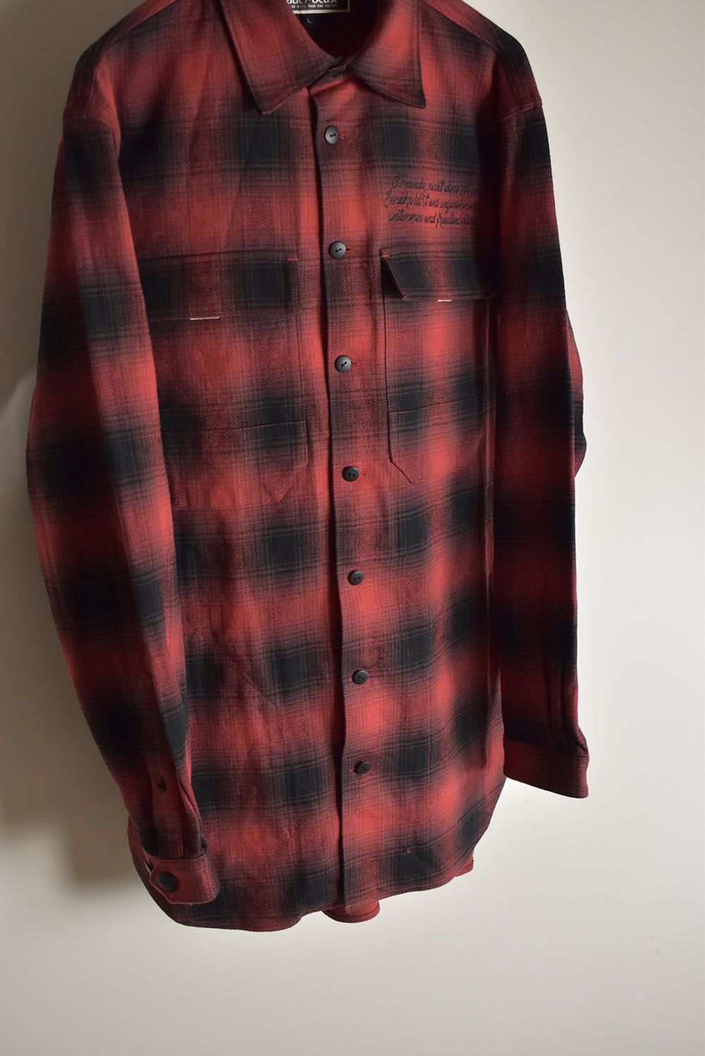 Ombre Check Long Shirts Jacket"Red Check" / オンブレチェックロングシャツジャケット"レッドチェック"