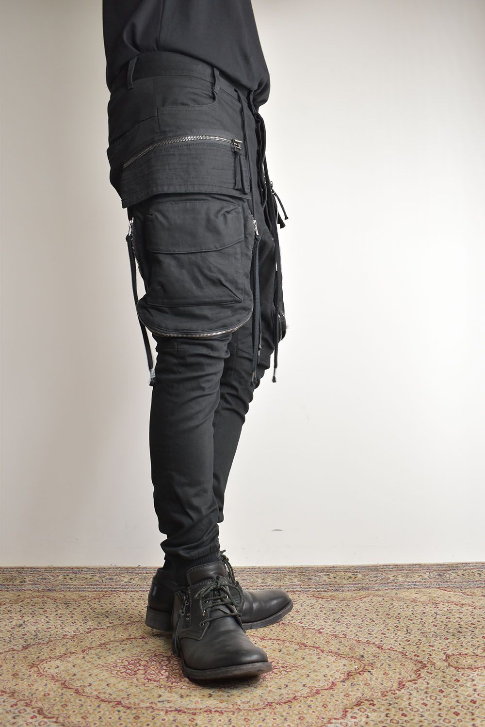 Stretch Denim Multi Pocket Cargo Jog Pants"Black" / ストレッチデニムマルチポケットカーゴジョグパンツ"ブラック"