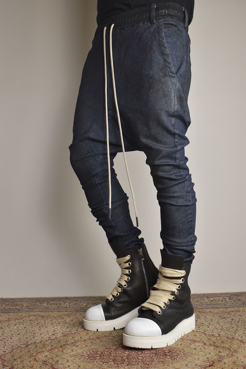Coated Stretch denim Sarouel skinny"Blue" / コーティングストレッチデニムサルエルスキニー"ブルー"