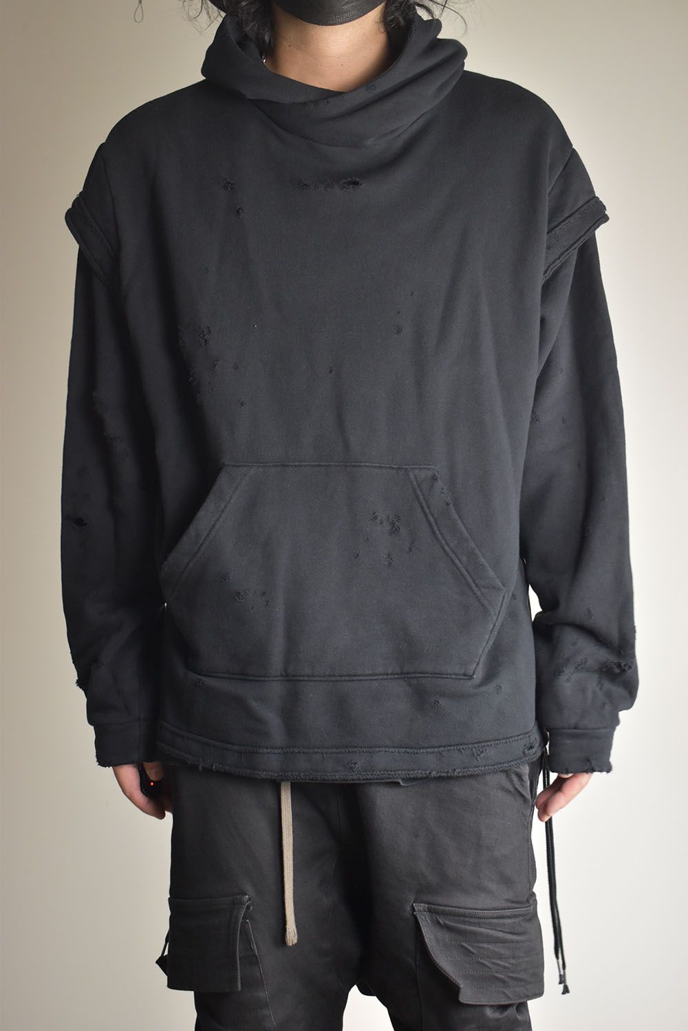 Untwisted Sweat Oversized Pullover Hoodie "Black" / 無撚糸裏毛オーバーサイズプルオーバーフーディー"ブラック"