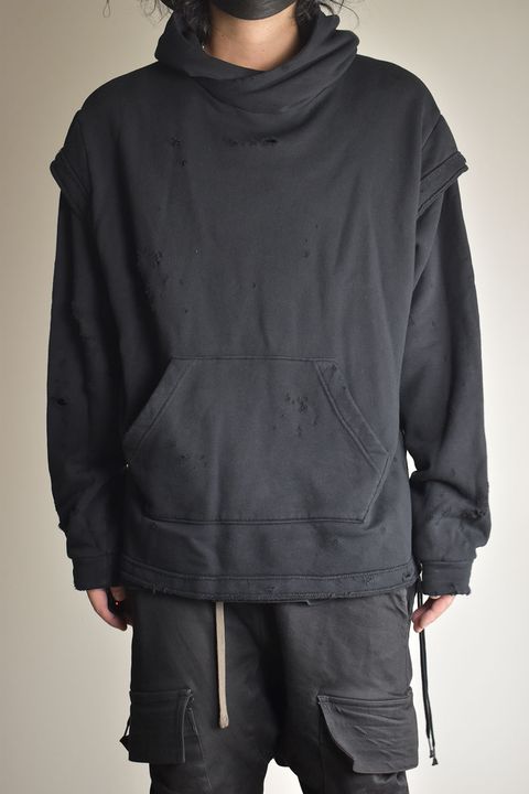 Untwisted Sweat Oversized Pullover Hoodie "Black" / 無撚糸裏毛オーバーサイズプルオーバーフーディー"ブラック"