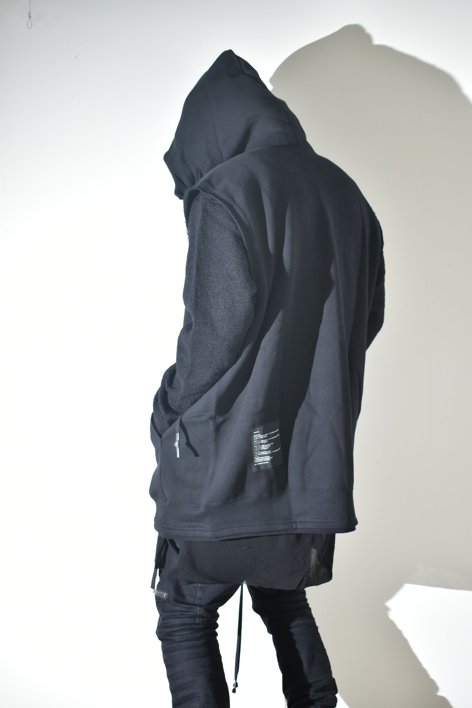 Over Size Sleeve Less Zip Up Parker"Black" / オーバーサイズスリーブレスジップアップパーカー"ブラック"