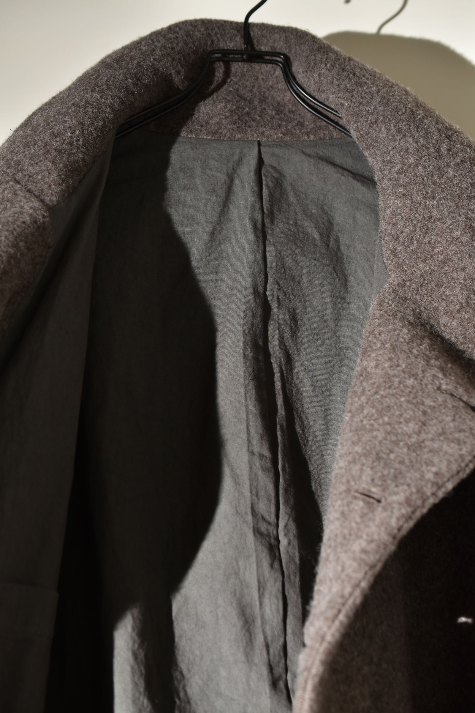 Wool Pile High Neck Coat "GreyBeige" / ウールパイルハイネックコート"グレーベージュ"