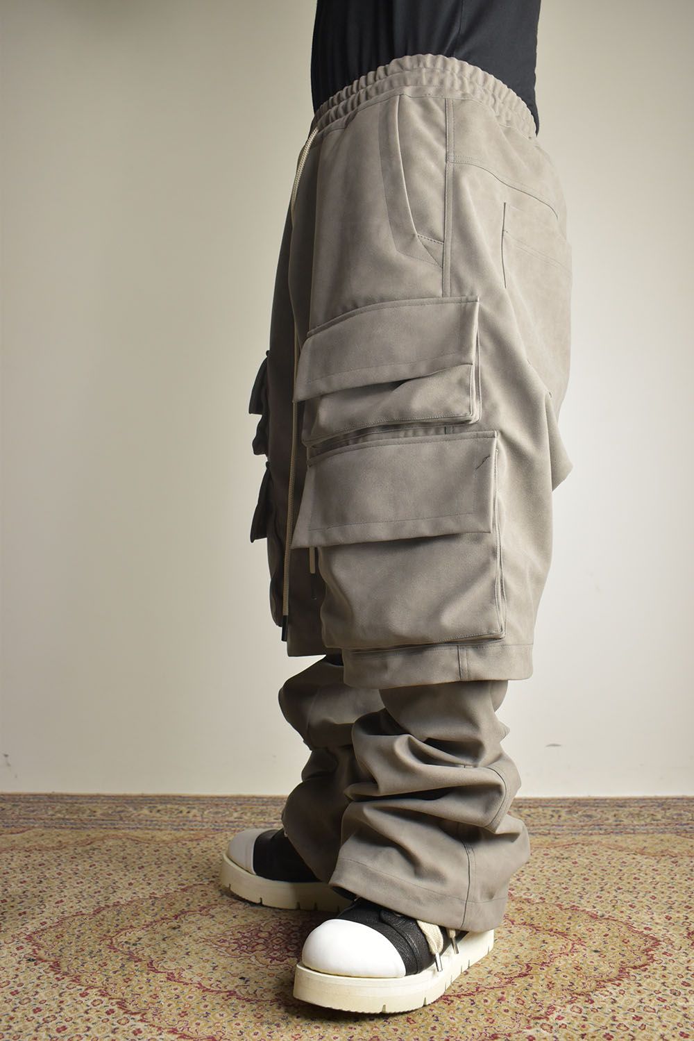 《2025AW先行予約》Synthetic Leather Suede Layerd Boots Cut "Black / Grey" / シンセティックレザースウェードレイヤードブーツカット "ブラック / グレー"
