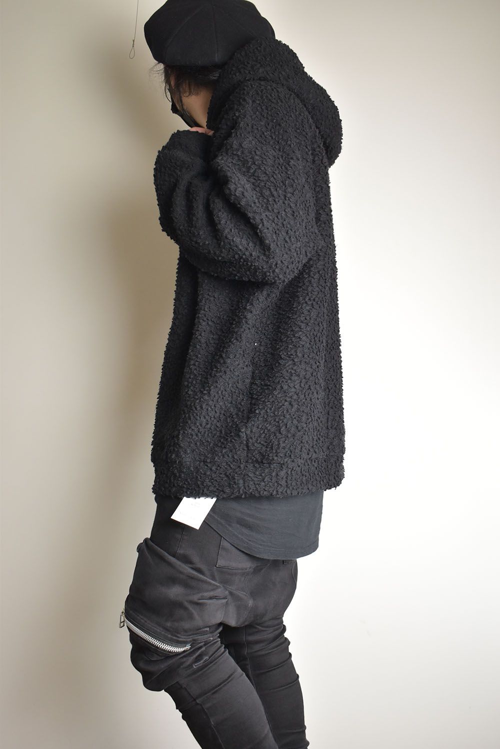 Wool Cotton Boa Hoodie Pullover"Black" /  ウールコットンボアフーディプルオーバー"ブラック"