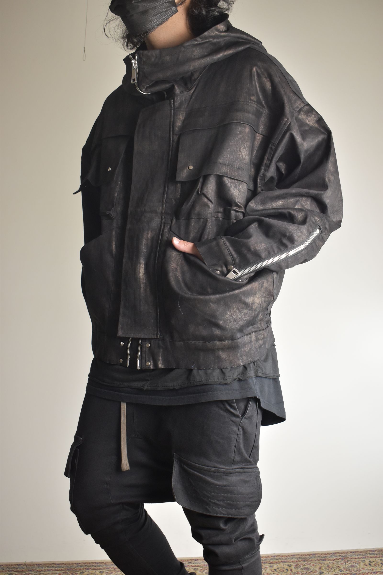 Metal Steam Camouflage Hooded Blouson"Black × Brown" / メタルスチームカモフラージュ フーデッドブルゾン"ブラック×ブラウン"