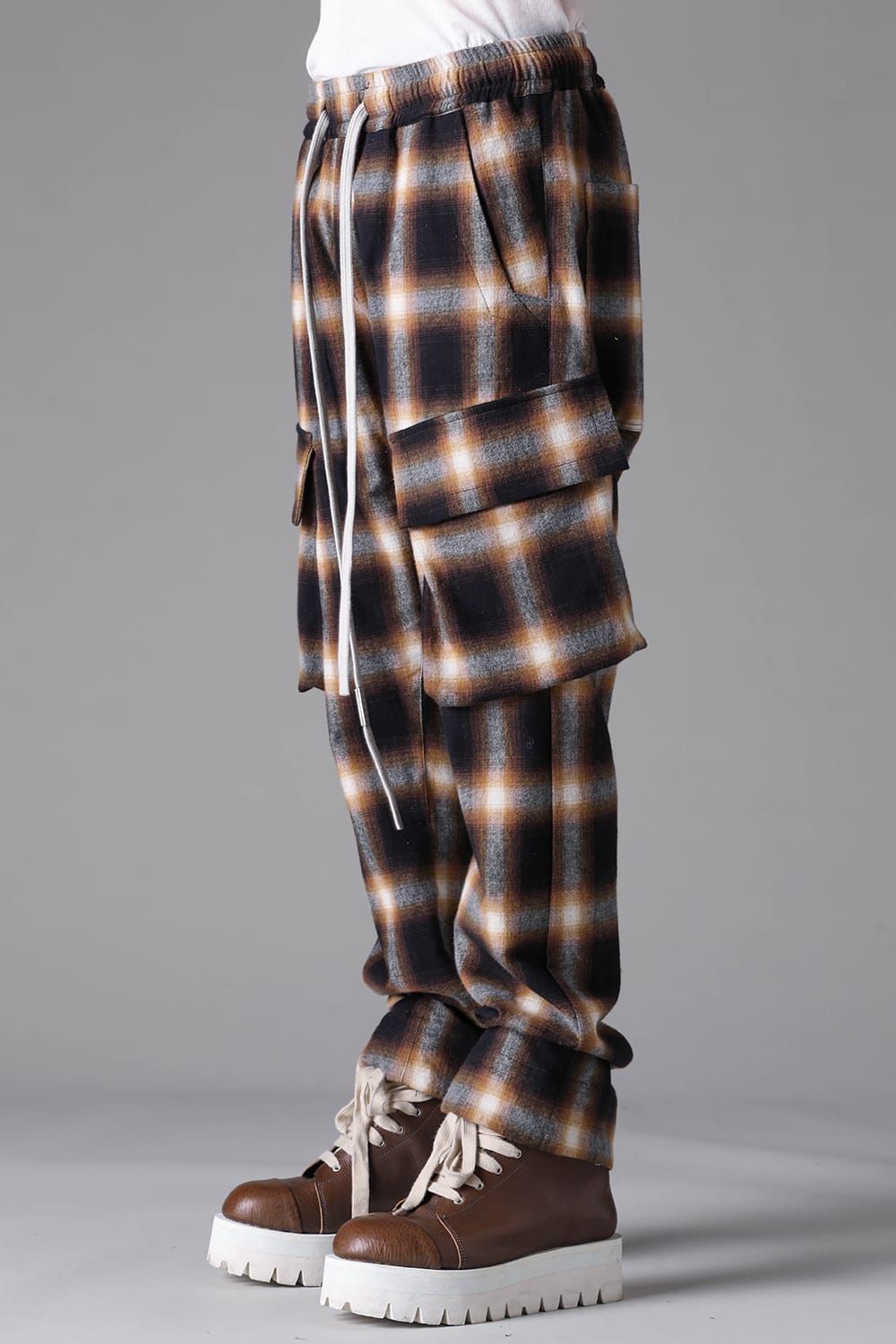 《2026AW先行予約》Plaid Cargo Flare Pants"Soft Greige / Black Camel /Warm Brown" / プレイドカーゴフレアパンツ"ソフトグレージュ / ブラックキャメル /ウォームブラウン"