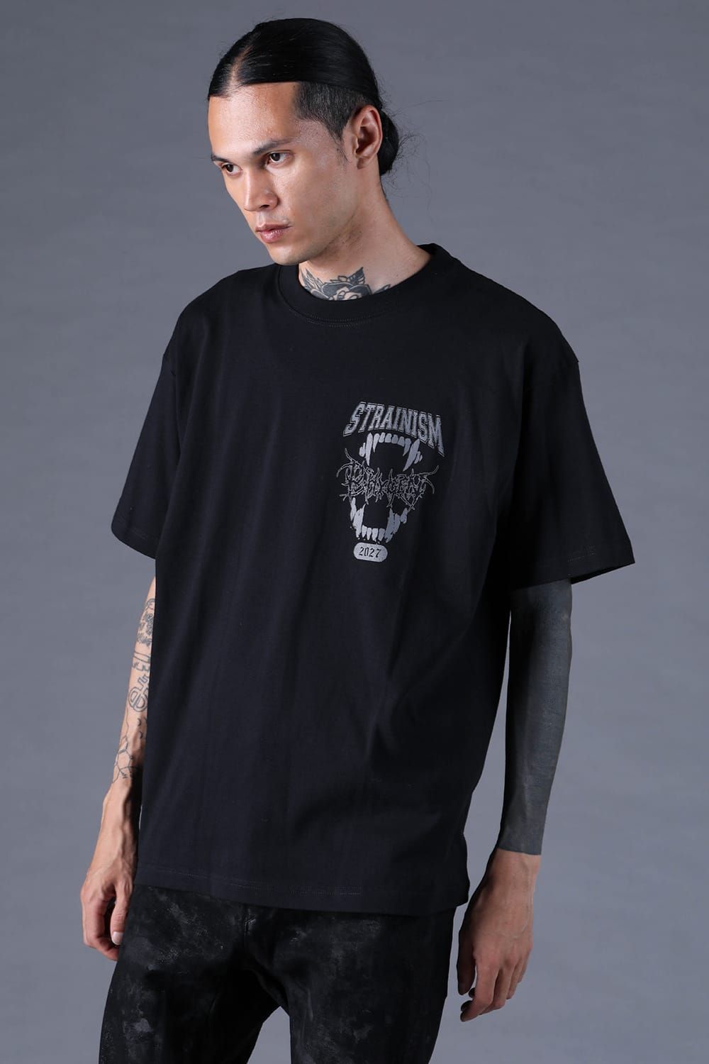 《2027SS先行予約分》Printed T-Shirt: METAL & COLLEGE LOGO "Black" / プリントTee  -Metal & College Logo "ブラック"
