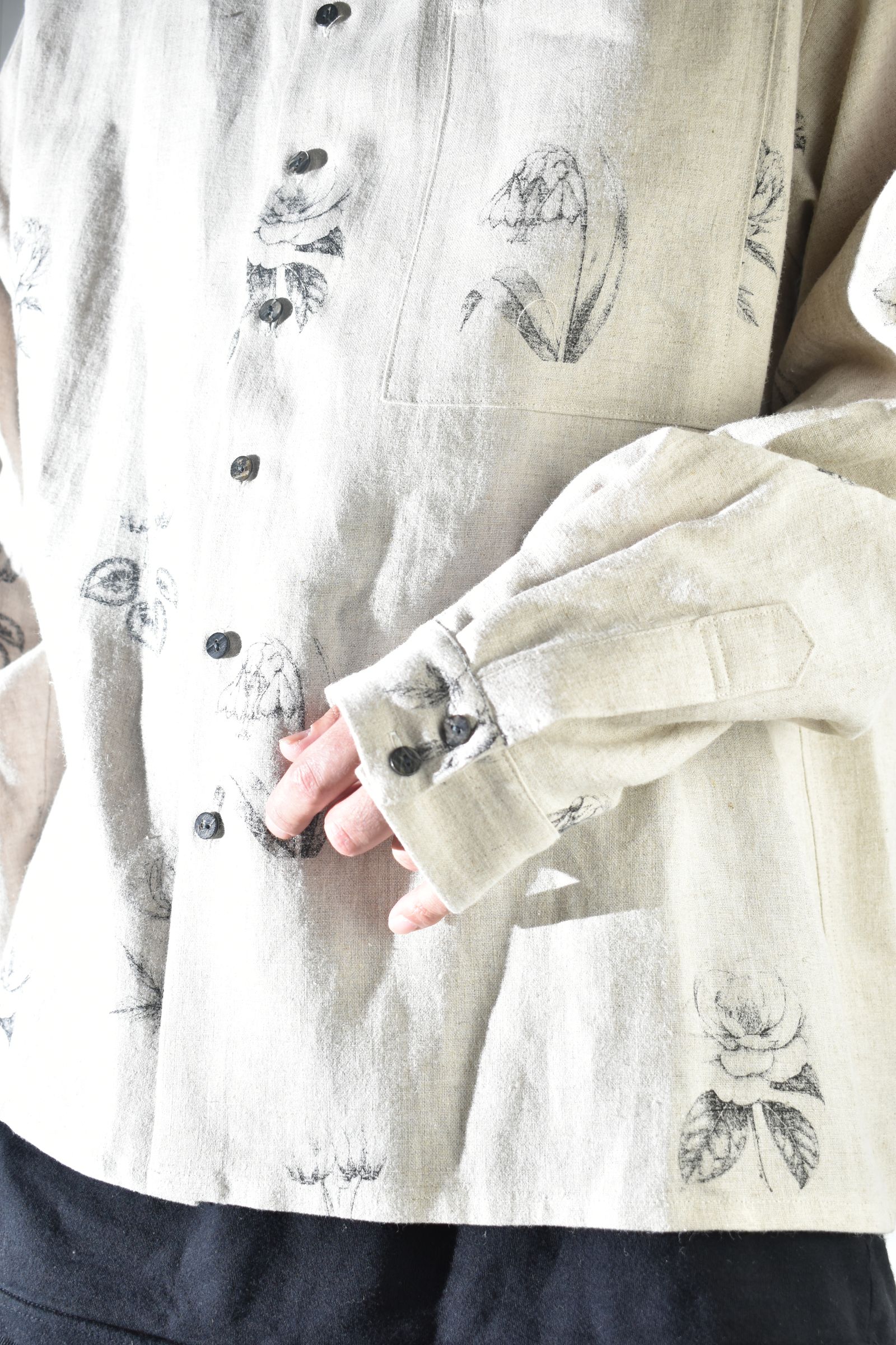 Botanical Print Oversized Shirt "Ecru" / ボタニカルプリントオーバーサイズシャツ"エクリュ"