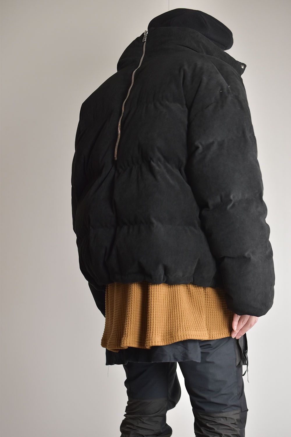 Corduroy High Neck Down jacket"Black/Brown"/コーデュロイハイネックダウンジャケット"ブラック/ブラウン"