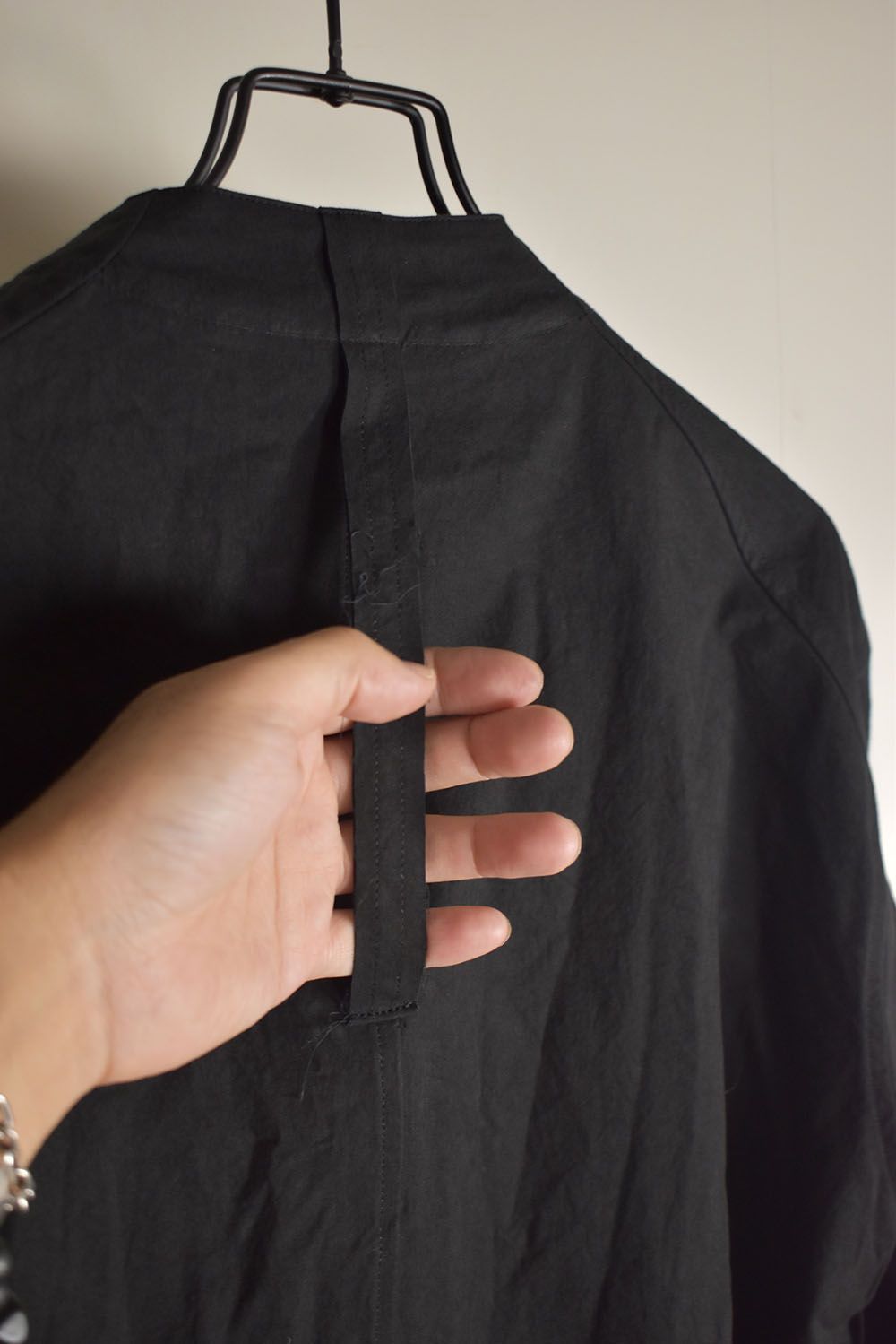Strings Raw Edge Over Shirts"Black" / ストリングスローエッジオーバーシャツ"ブラック"