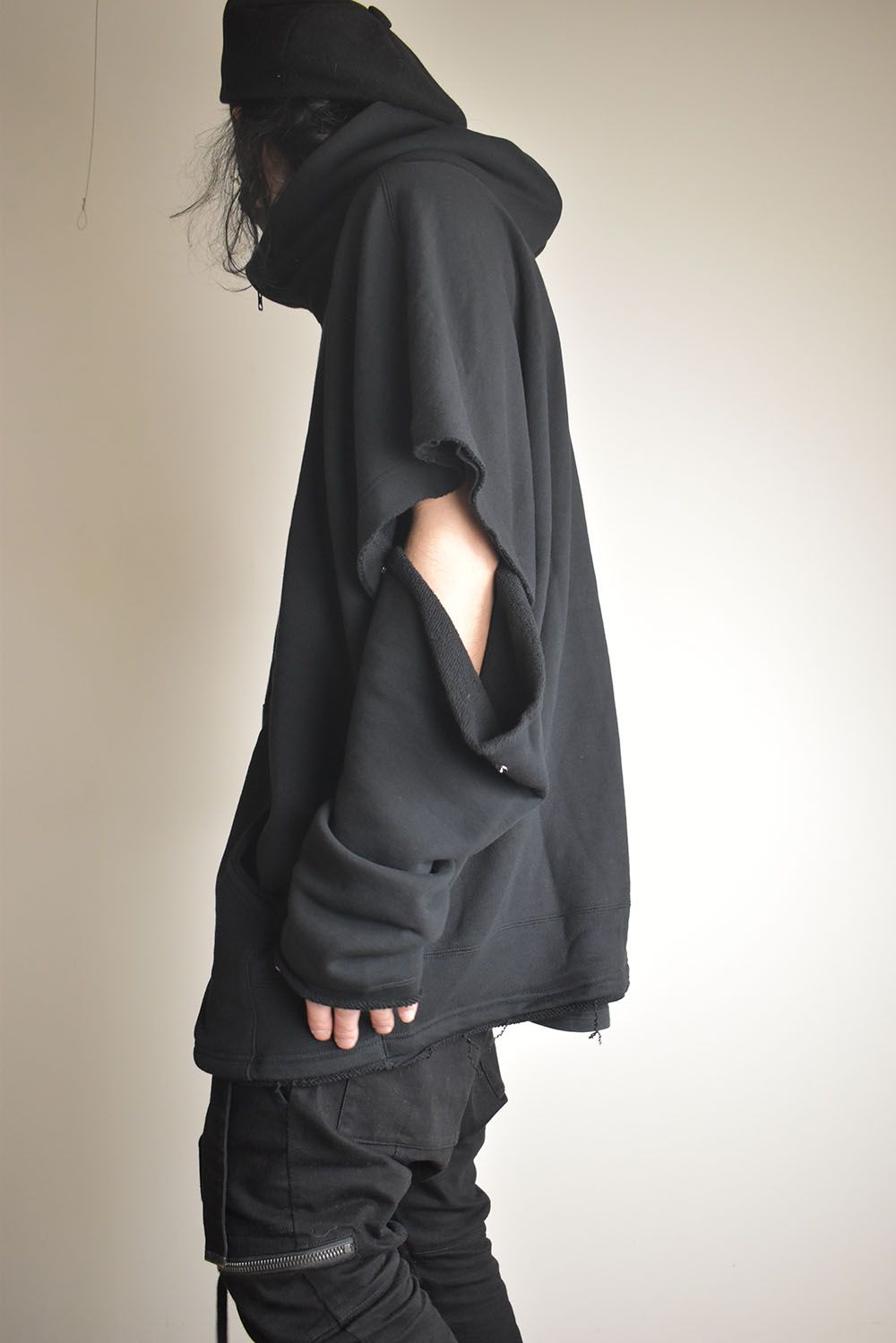Sweat Oversize Zip Up Hoodie"Black" / スウェットオーバーサイズジップアップパーカ"ブラック"