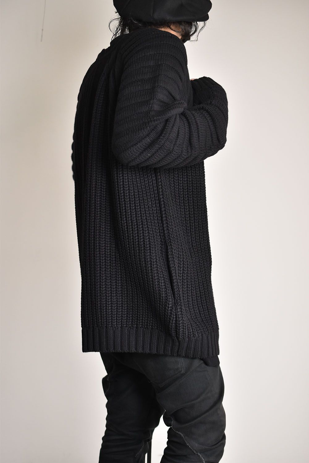 Low Gauge Knit Raglan Pullover"Black"/ローゲージニットラグランプルオーバー"ブラック"