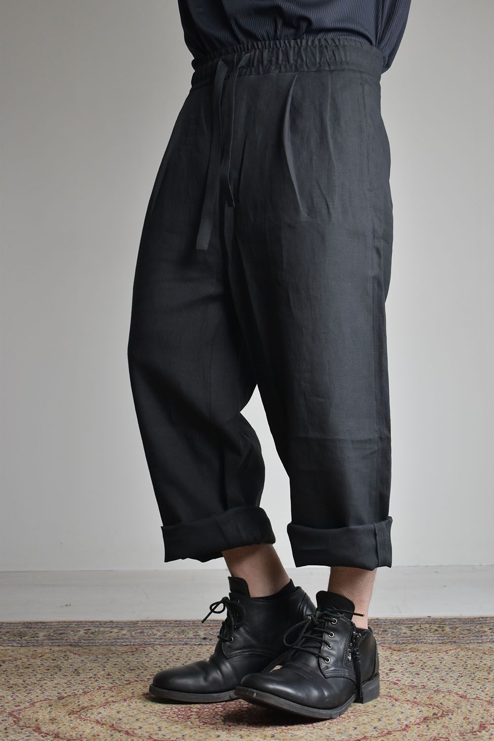 Linen Tuck Trousers"lamp Black"/リネンタックトラウザーズ"ランプブラック"