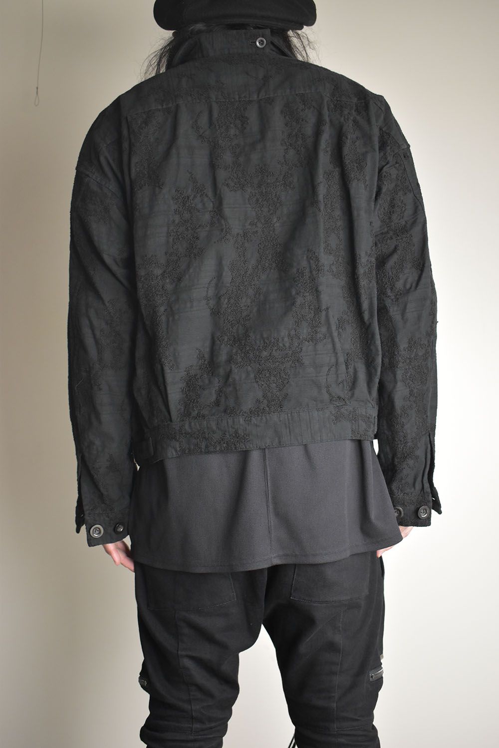 Embroidered Striped Blouson"Black" / 刺繍ストライプブルゾン"ブラック"