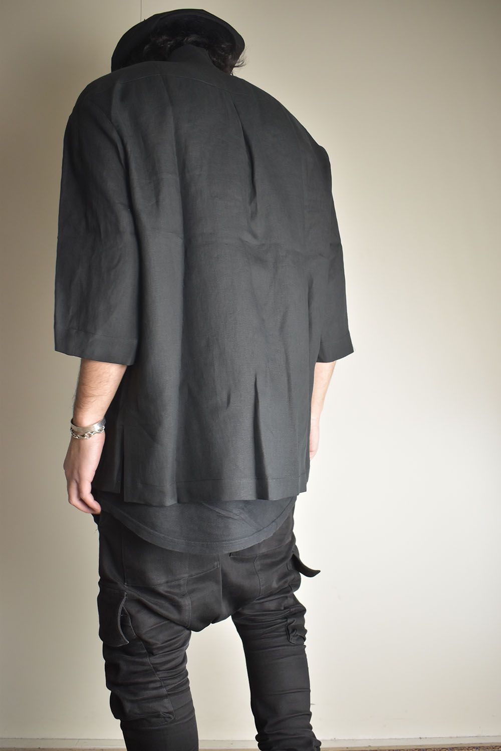 Elbow Length Band Collar Shirts"Lamp Black" / エルボーレングスバンドカラーシャツ"ランプブラック"