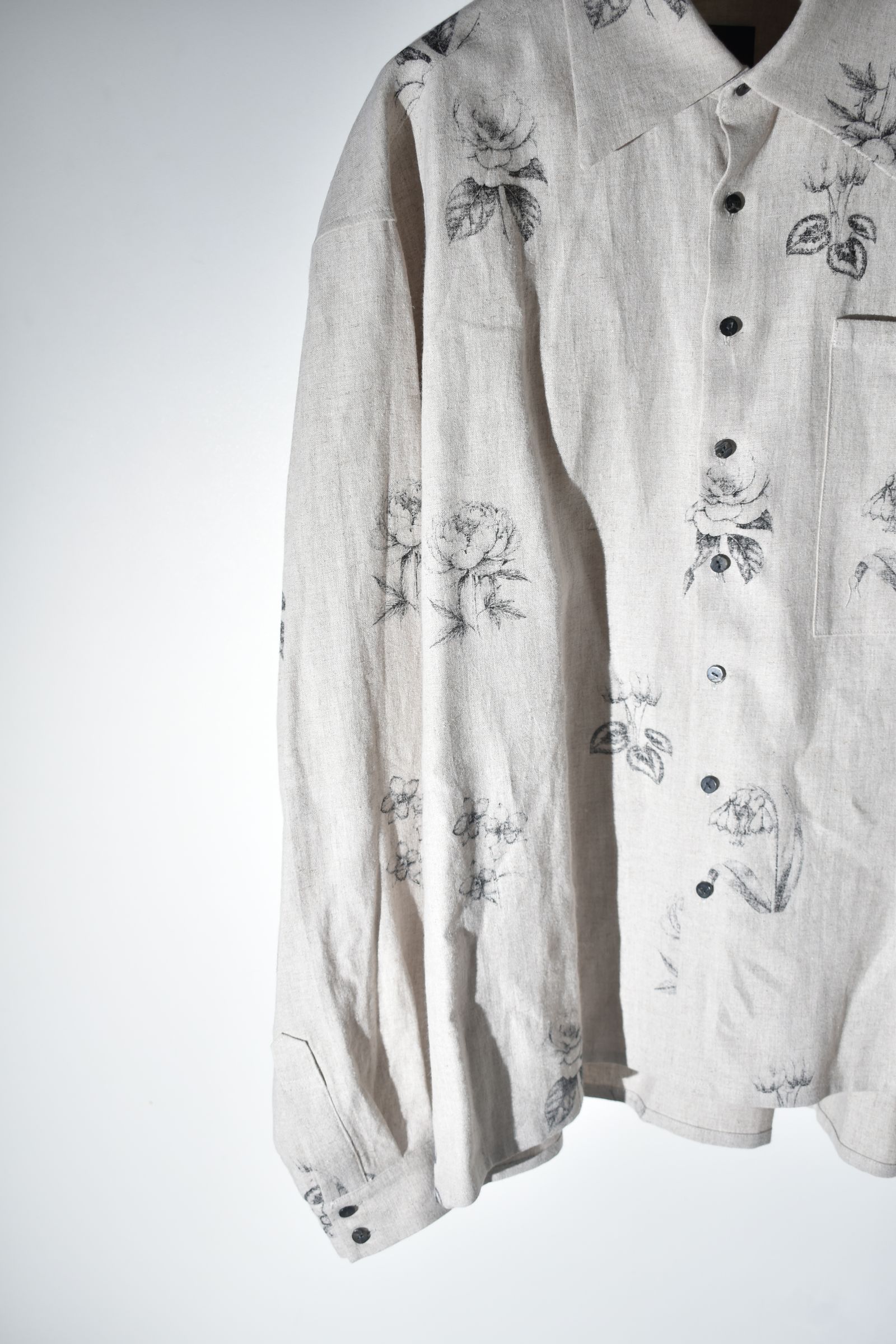 Botanical Print Oversized Shirt "Ecru" / ボタニカルプリントオーバーサイズシャツ"エクリュ"