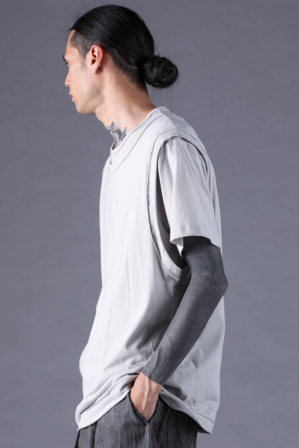 《2027SS先行予約分》30/- Cotton Layered S/S T-Shirt "Black" / Grey / Charcoal" / 30/-天竺レイヤードS/STシャツ "ブラック/グレー/チャコール"
