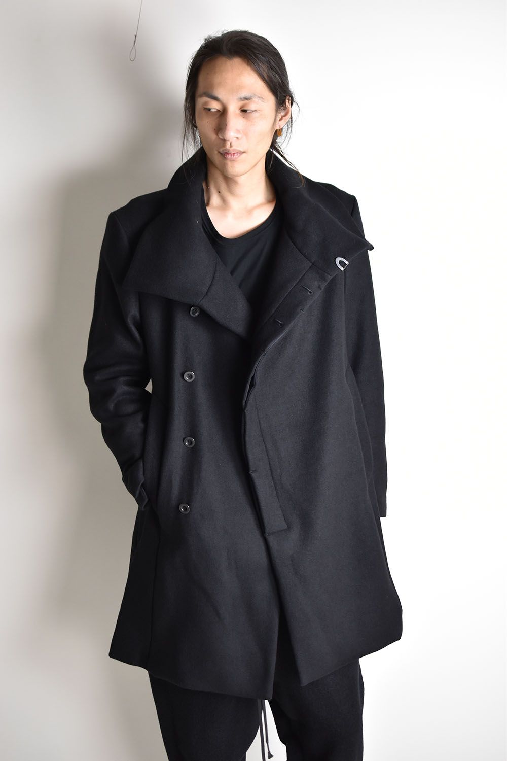 Melton High Neck Coat"Black"/メルトンハイネックコート"ブラック"