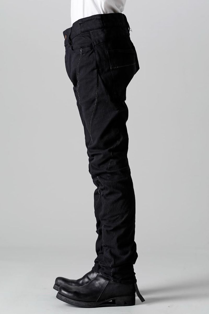 《2027SS先行予約分》Stretch Denim Overlock Twist Curve Pants"Black" / ストレッチデニムオーバーロックツイストカーブパンツ"ブラック"
