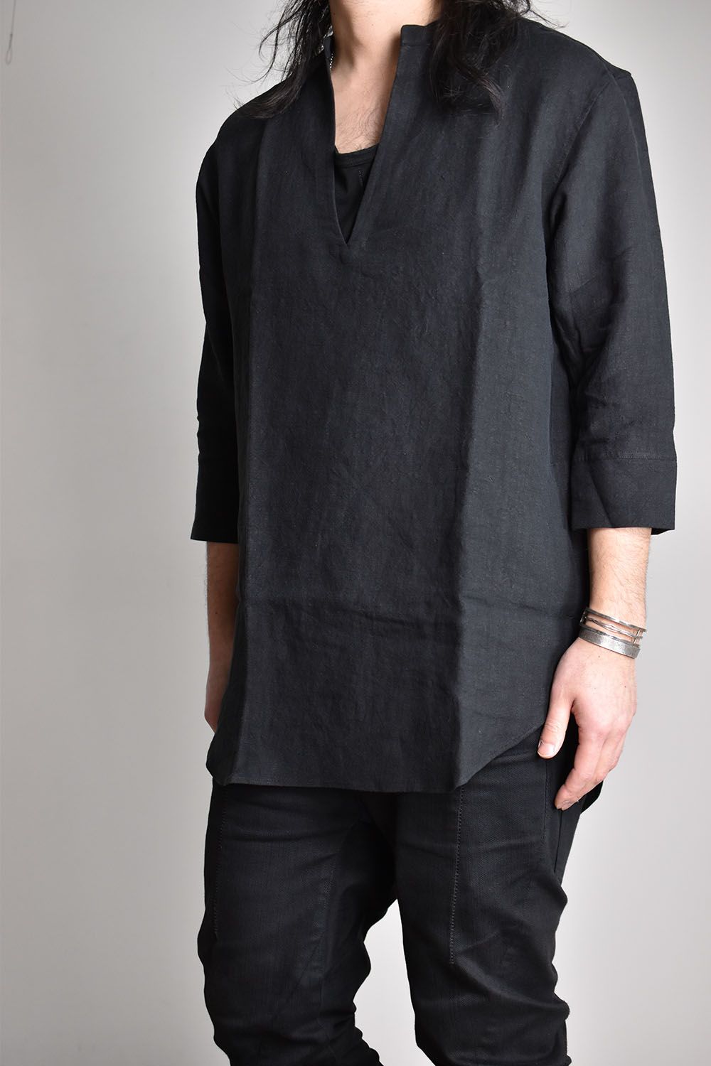 Soft Linen Skipper Shirts"Balck"/ソフトリネンスキッパーシャツ"ブラック"