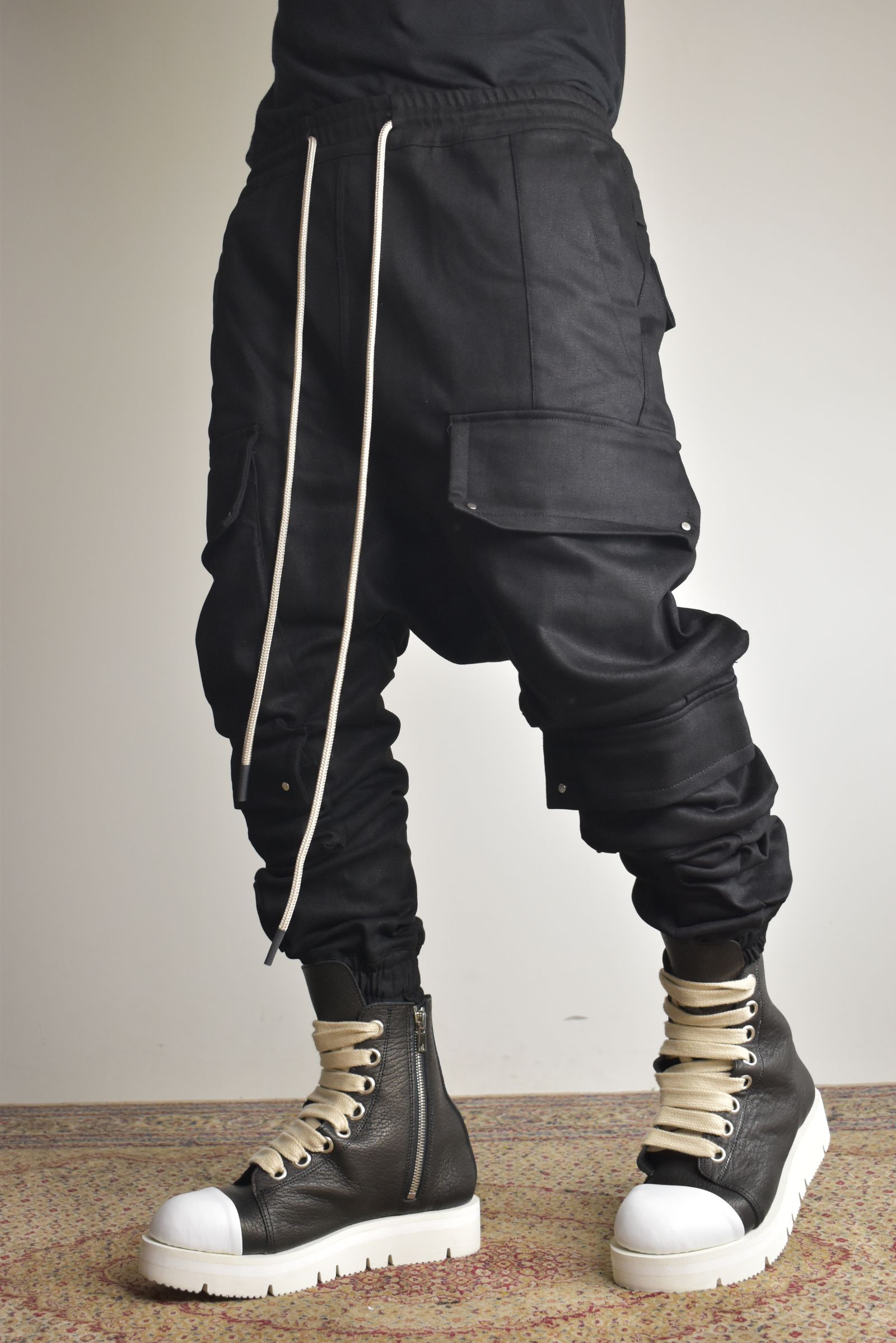 Bonding Sarouel Cargo Jogger Denim"Black" / ボンディングサルエルカーゴジョガーデニム"ブラック"