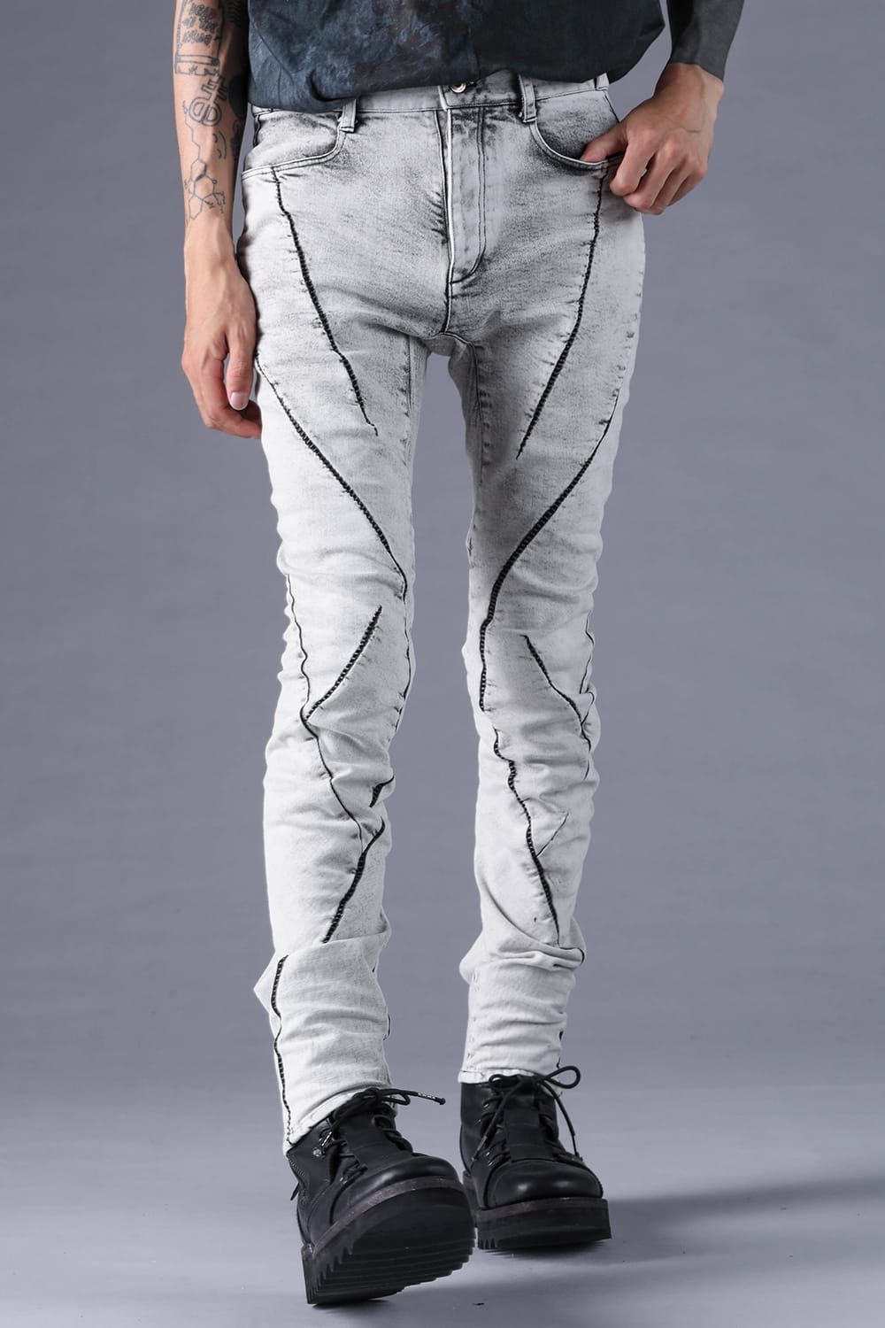 《2027SS先行予約分》Stretch Denim Overlock Twist Curve Pants"White" / ストレッチデニムオーバーロックツイストカーブパンツ"ホワイト"