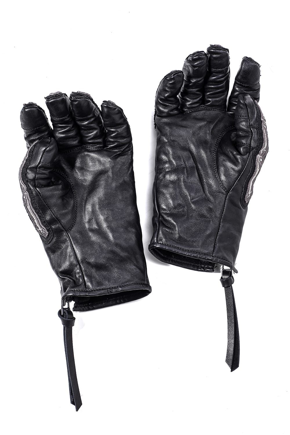 Horse Leather Embroidered Bone Gloves"Black" / ホースレザー刺繍ボーングローブ"ブラック"
