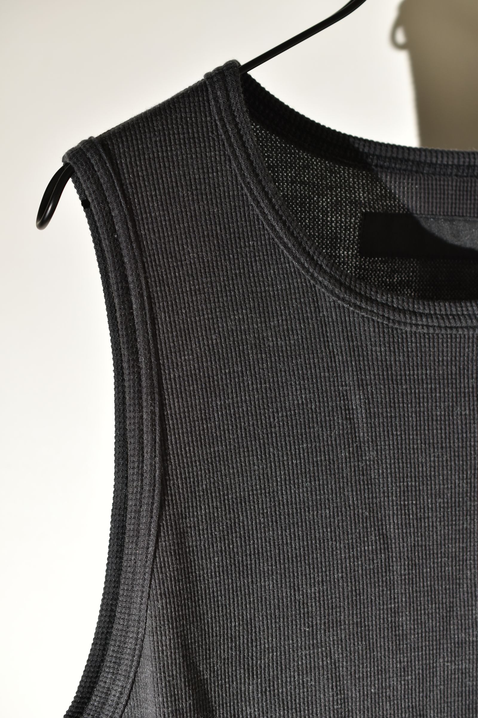 Back Printed Waffle Jersey Long Tank Top"D.Grey" バックプリントワッフルジャージーロングタンクトップ"ダークグレー"