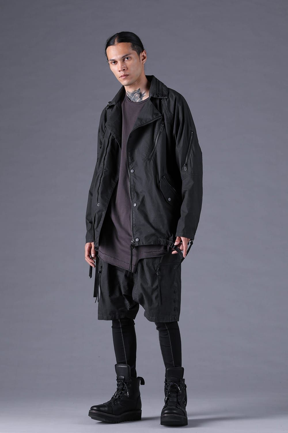 《2027SS先行予約分》Pigment-Coated Rider's Coach Jacket"Black" / 顔料コーティングライダースコーチジャケット"ブラック"