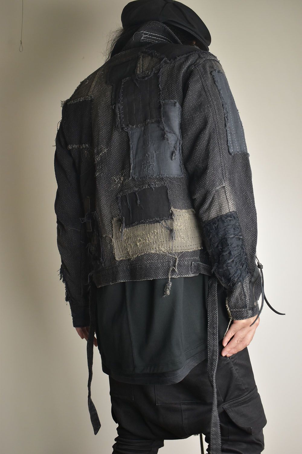 Crust Damage Repair Sashiko Jacquard Jacket "Black" / クラストダメージリペア刺子ジャガードジャケット"ブラック"