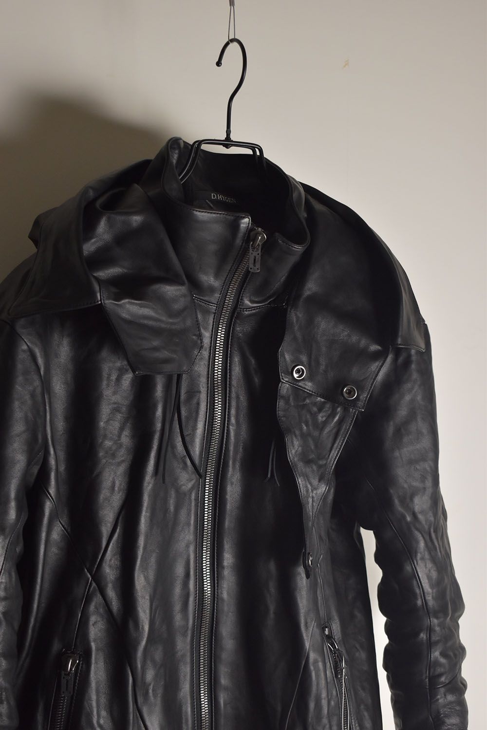 Horse Leather Hood Attachd Jacket "Black" / ホースレザーフードアタッチドジャケット"ブラック"