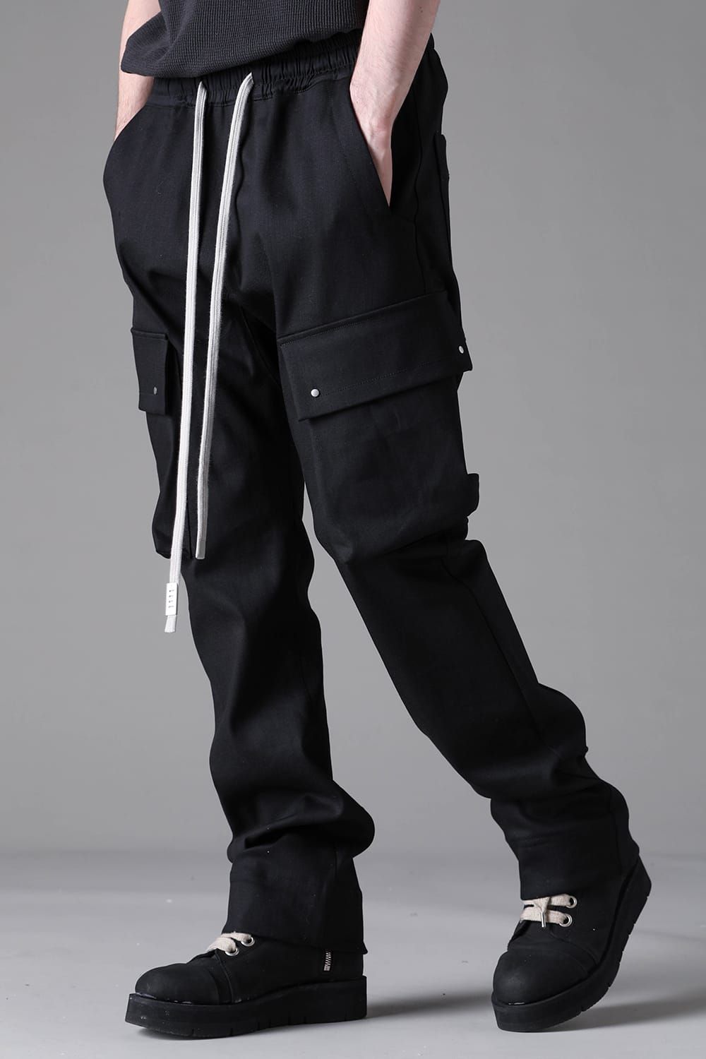 《2026AW先行予約》Stretch Denim Cargo Flare Pants"Black" / ストレッチデニムカーゴフレアパンツ"ブラック"