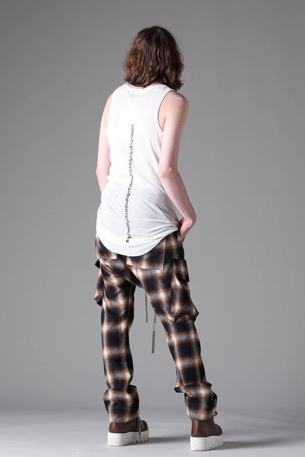 《2026AW先行予約》Back Printed Rib Tank Top"Black / D.Grey / Ivory /Khaki"バックプリントリブタンクトップ"ブラック/ダークグレー/アイボリー/カーキ"