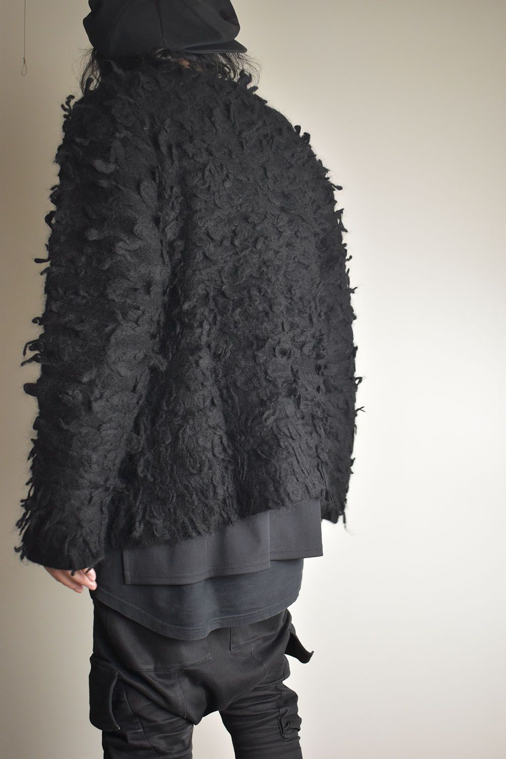 5GG Long Pile Knit Cardigan"Black" / ロングパイルニットカーディガン"ブラック"