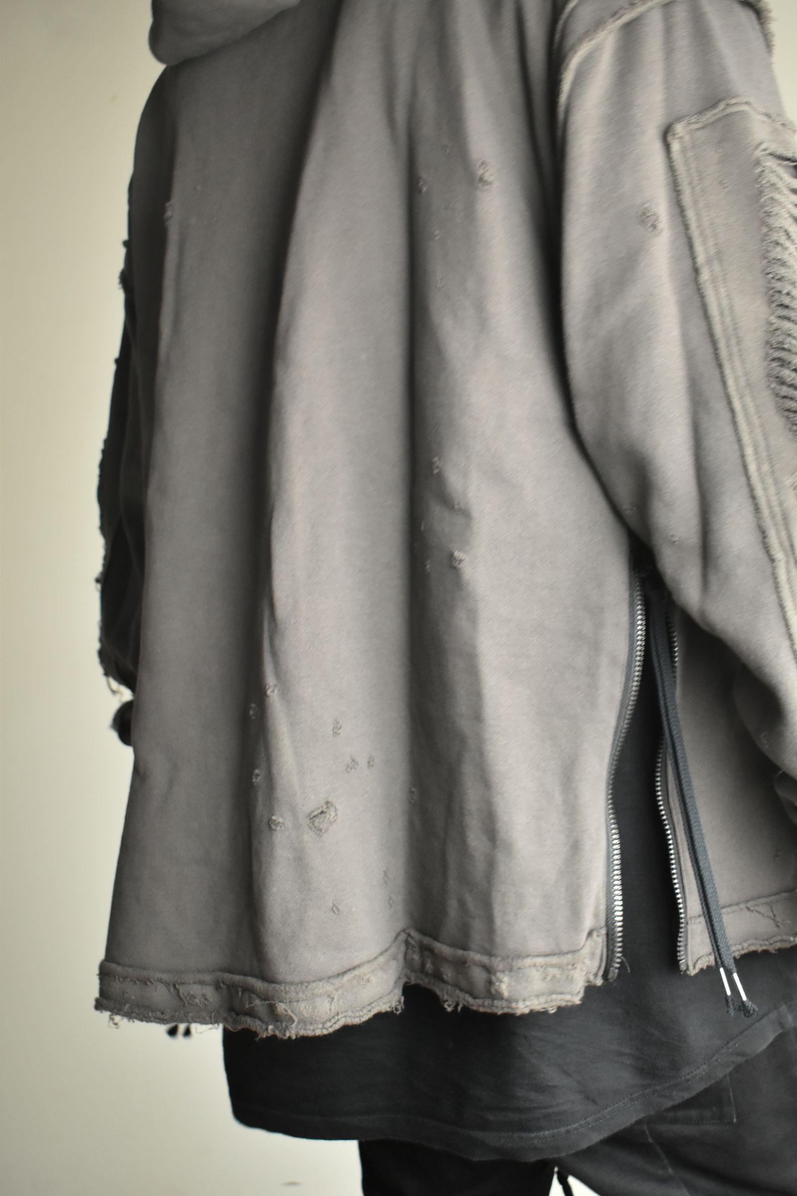 Untwisted Yarn Fleece Shotgun Zip-Up Hoodie"Charcoal" / 無撚糸裏毛ショットガンジップアップフーディー"チャコール"