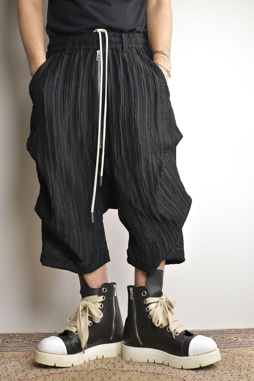 Sheer Yoryu Tuck Shorts"Black" / シアータックショーツ"ブラック"