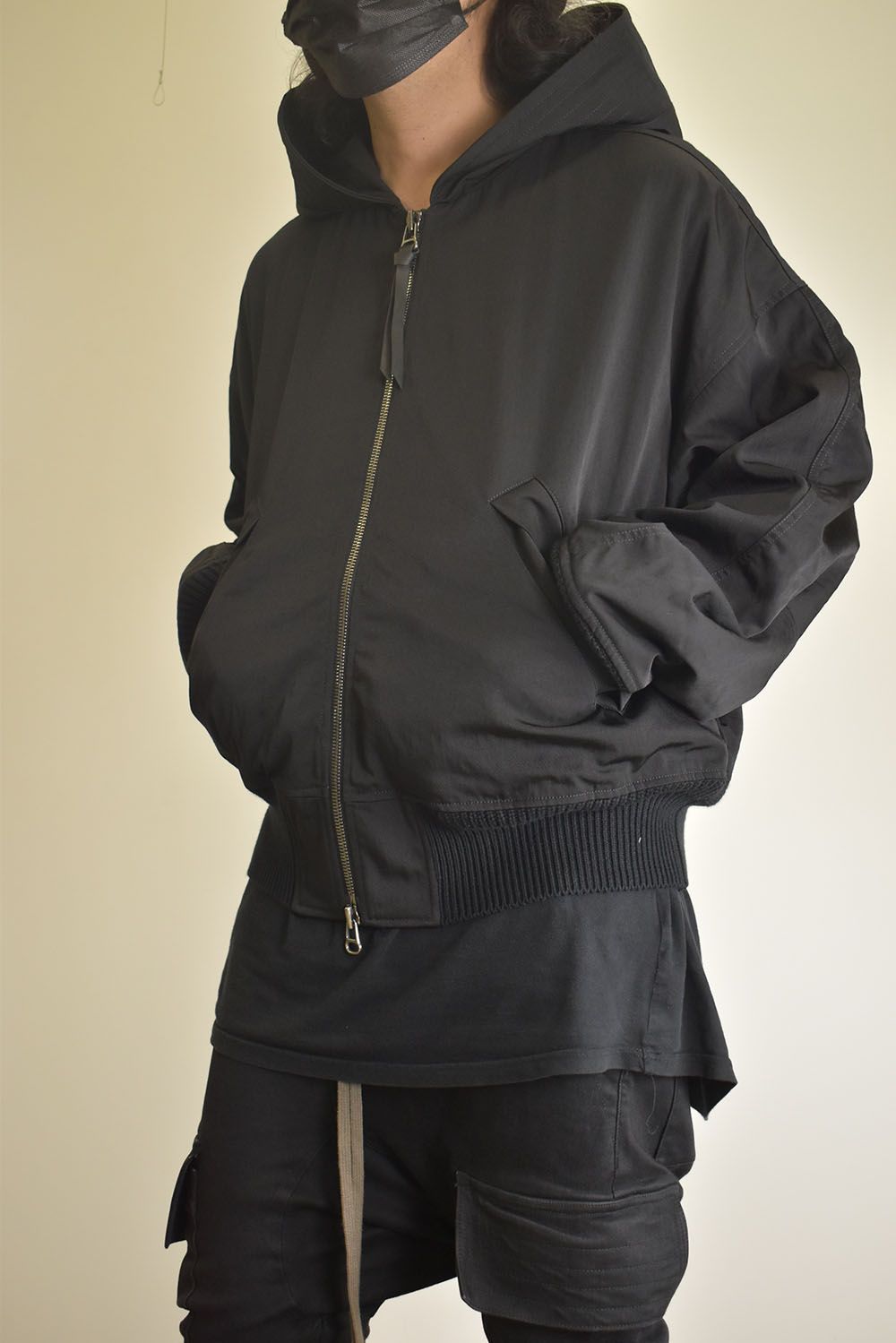 Nylon Wool Twill Hooded Jacket"Black" / ナイロンウールツイルフーデッドジャケット"ブラック"