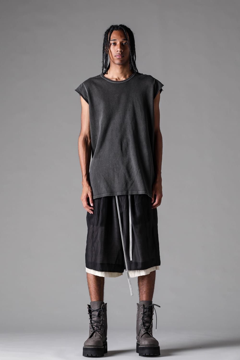 《2027SS先行予約》Sumi Dyed Lightweight French Terry Tank Top "D.Grey" / 墨染ミニ裏毛タンクトップ"ダークグレー"