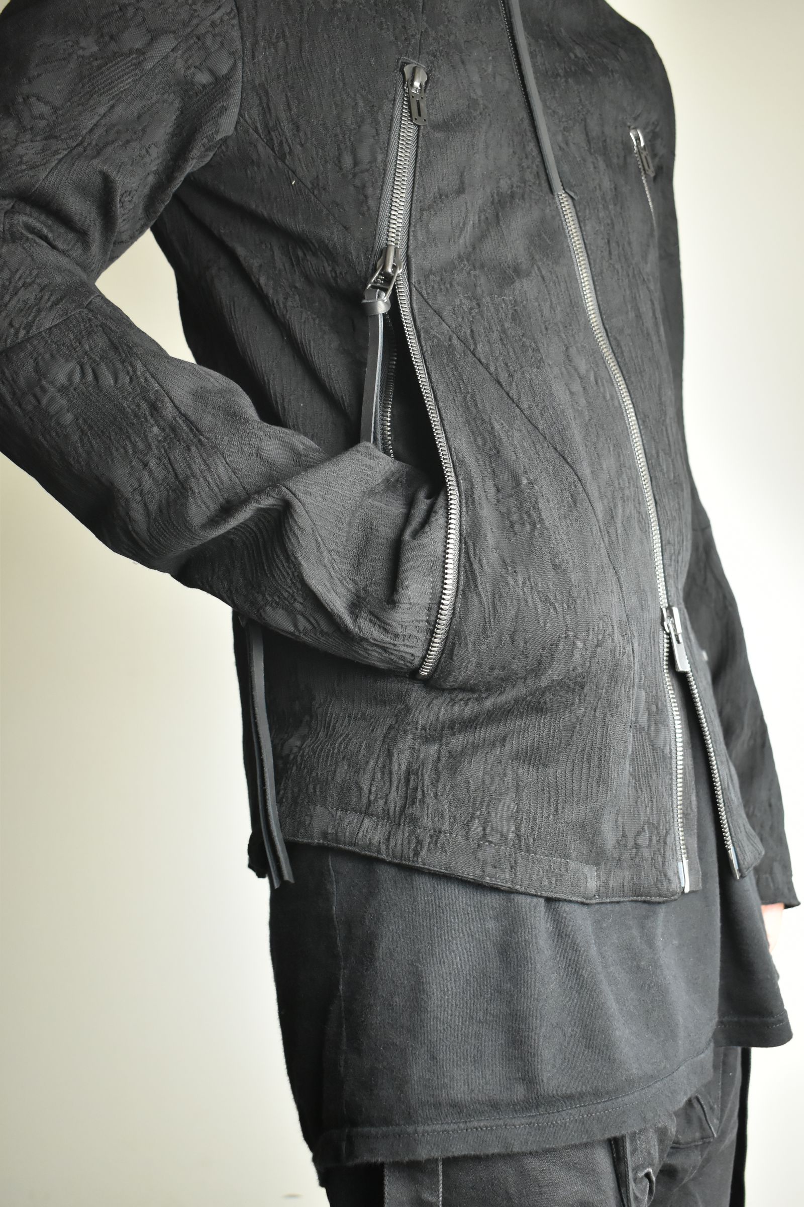 Damage Jacquard Single Rider Jacket"Black" / ダメージジャガードシングルライダースジャケット"ブラック"