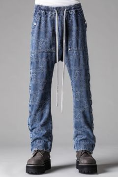 《2027SS先行予約》Jacgurd Denim Sarrouel Flare Pants "Black / Blue" / ジャガードデニムサルエルフレアパンツ"ブラック/ブルー"