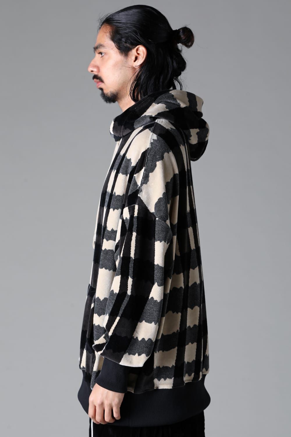 《2025AW先行予約》Checked Pattern Hooded Top"Black×Grey×Ivory" / チェックパターンフーデッドトップ"ブラック×グレー×アイボリー"