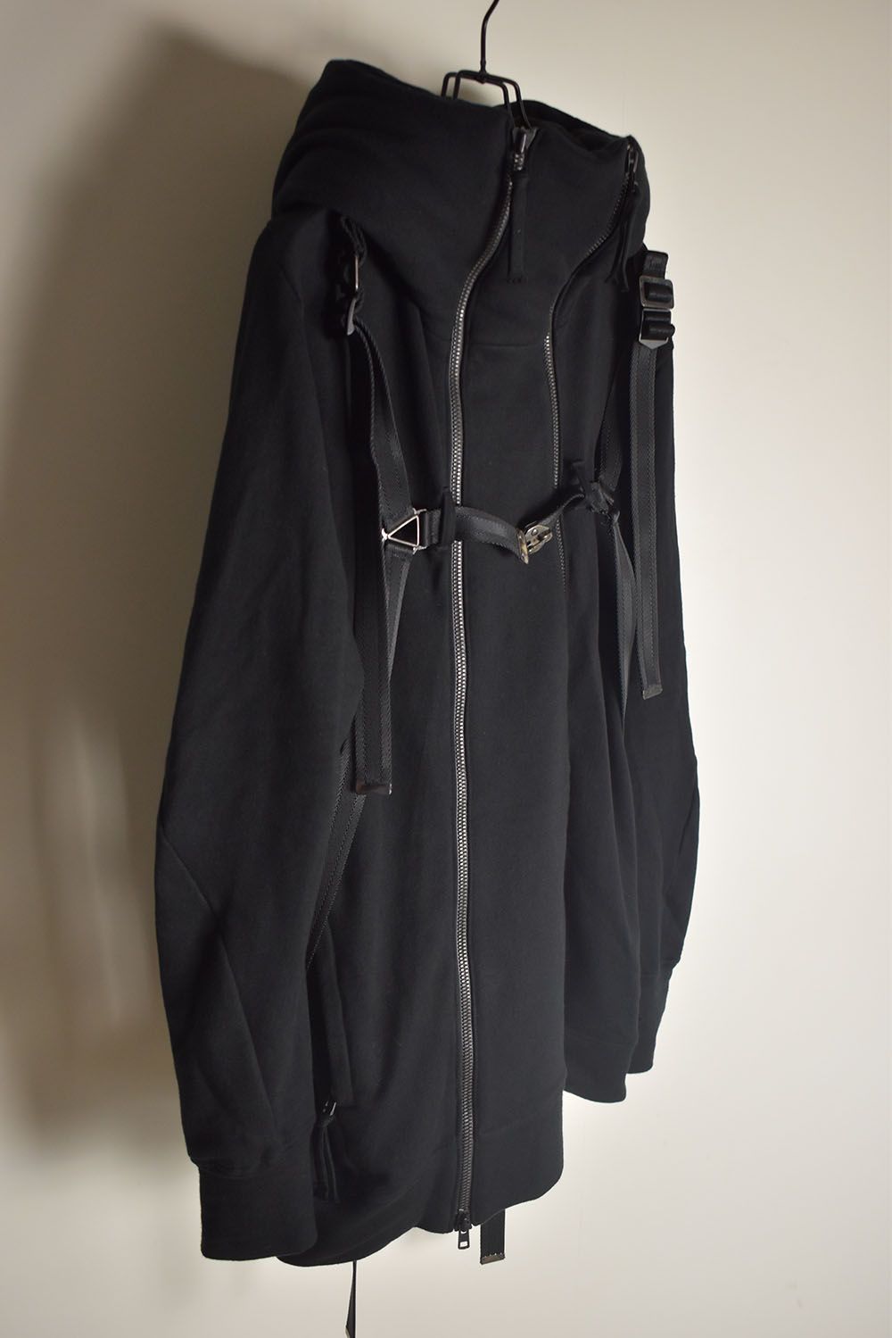 Non-Flammable Fleece Harness Belt W-Zip Hooded Jacket  "Black" / 無燃糸裏毛ハーネスベルトWジップフーデッドジャケット"ブラック"