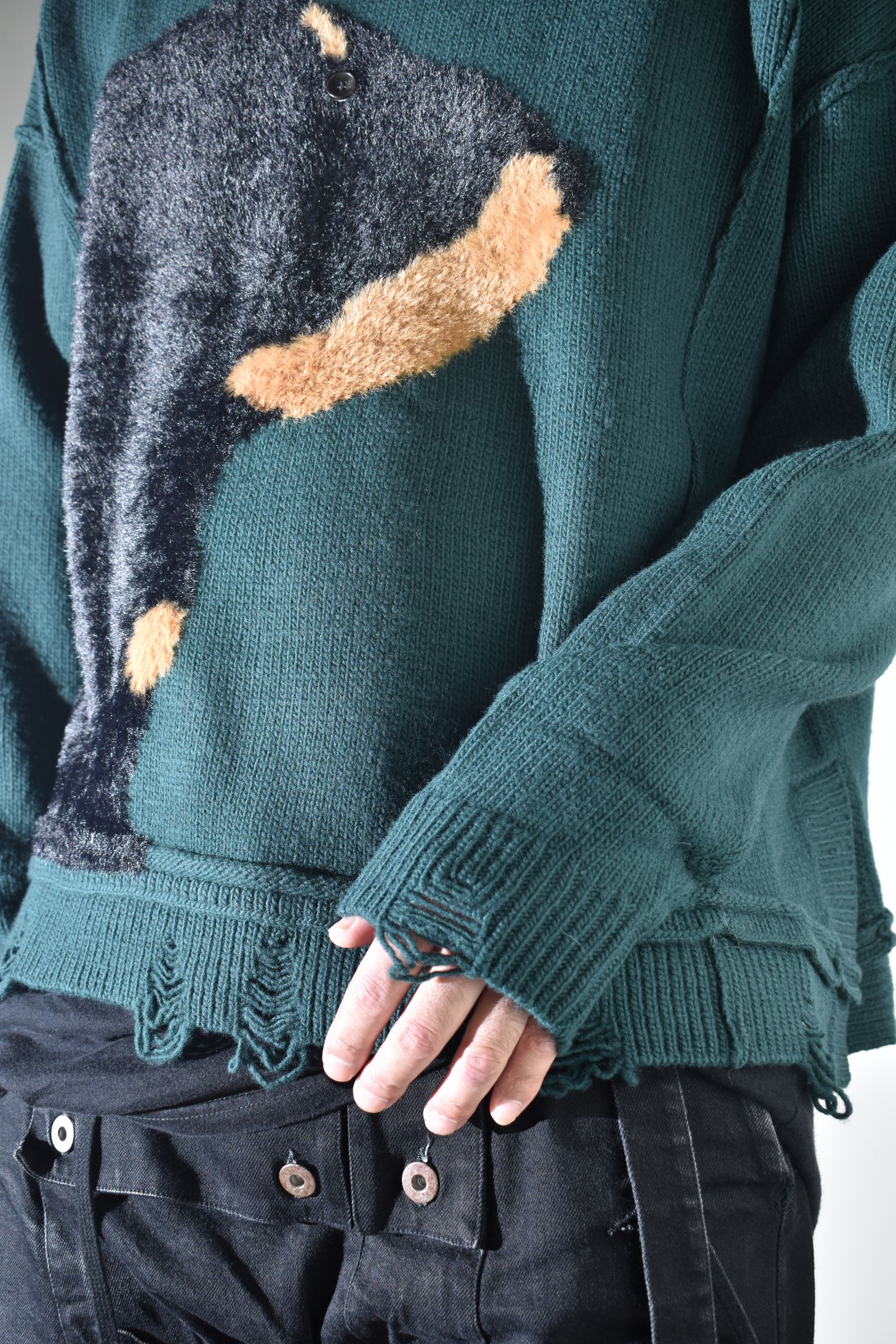 Dog Motif Intarsia Sweater "Jade" / ドッグモチーフインターシャセーター"ジェイド"