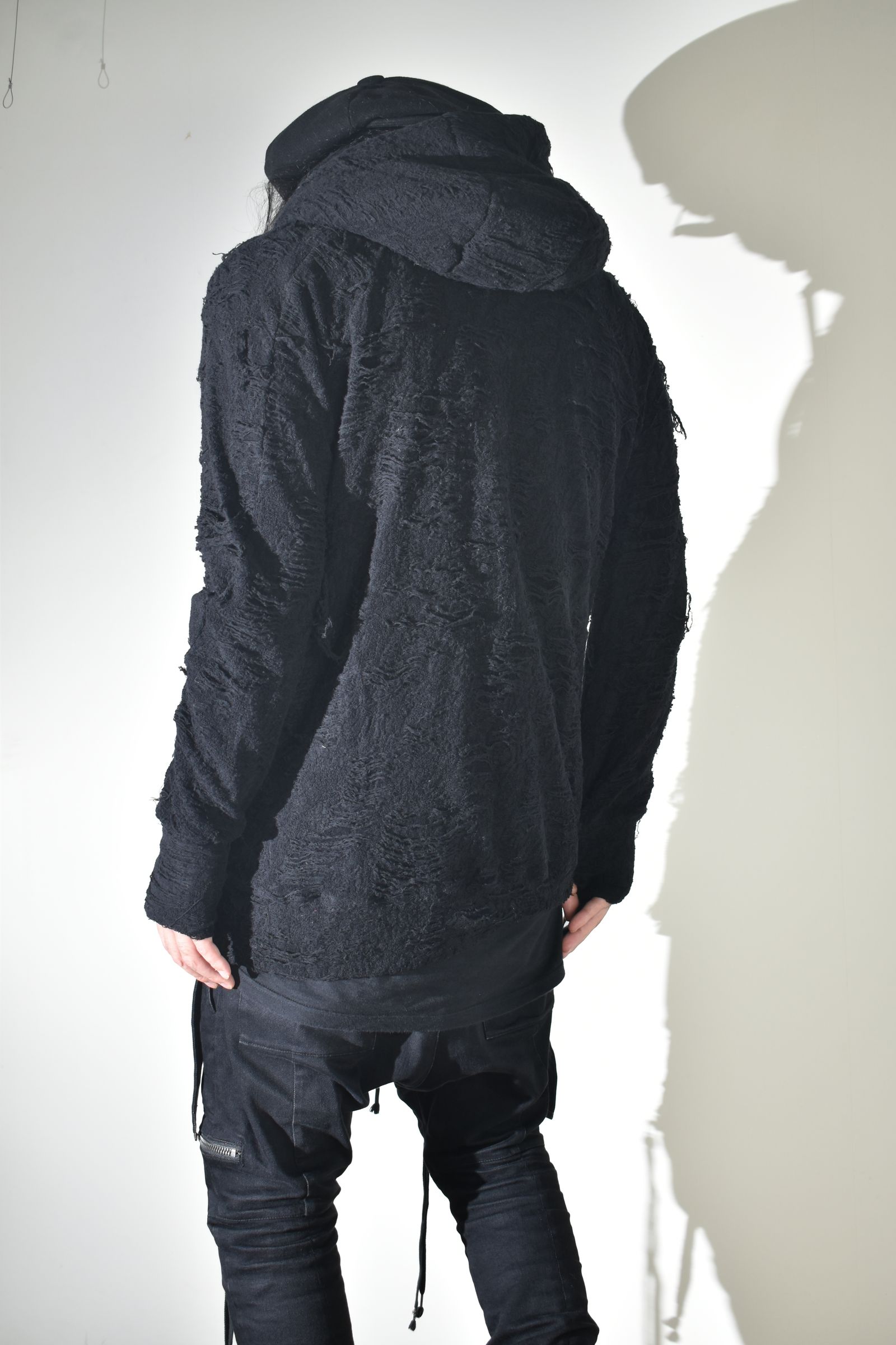 Damage Pile Zip-Up Hoodie"Black" / ダメージパイルジップアップフーディー"ブラック"